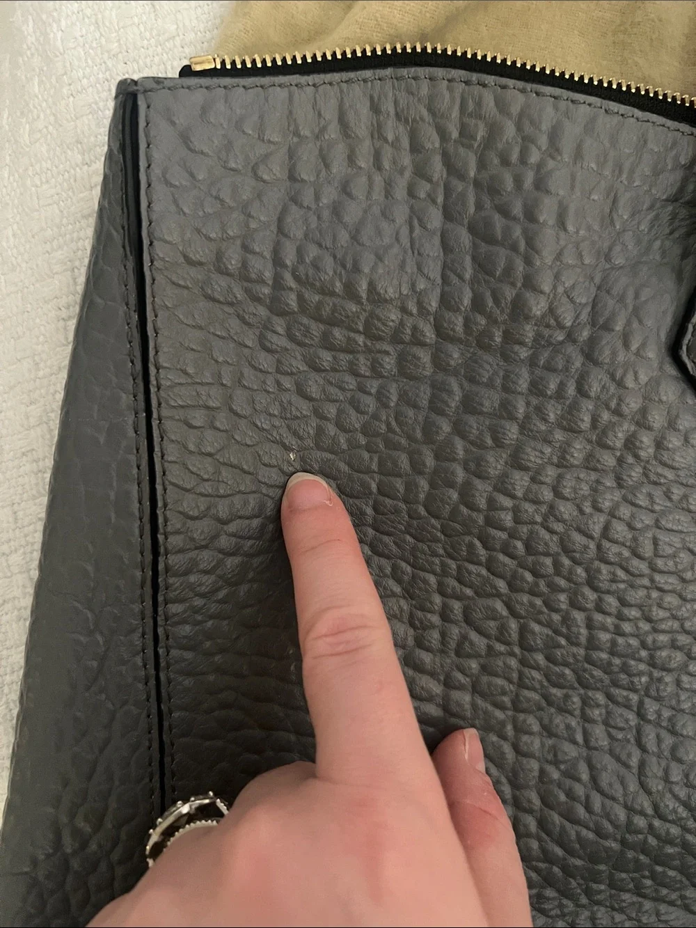 Burberry Dewsbury Grey Melange Leather Tote Bag with Gold Hardware